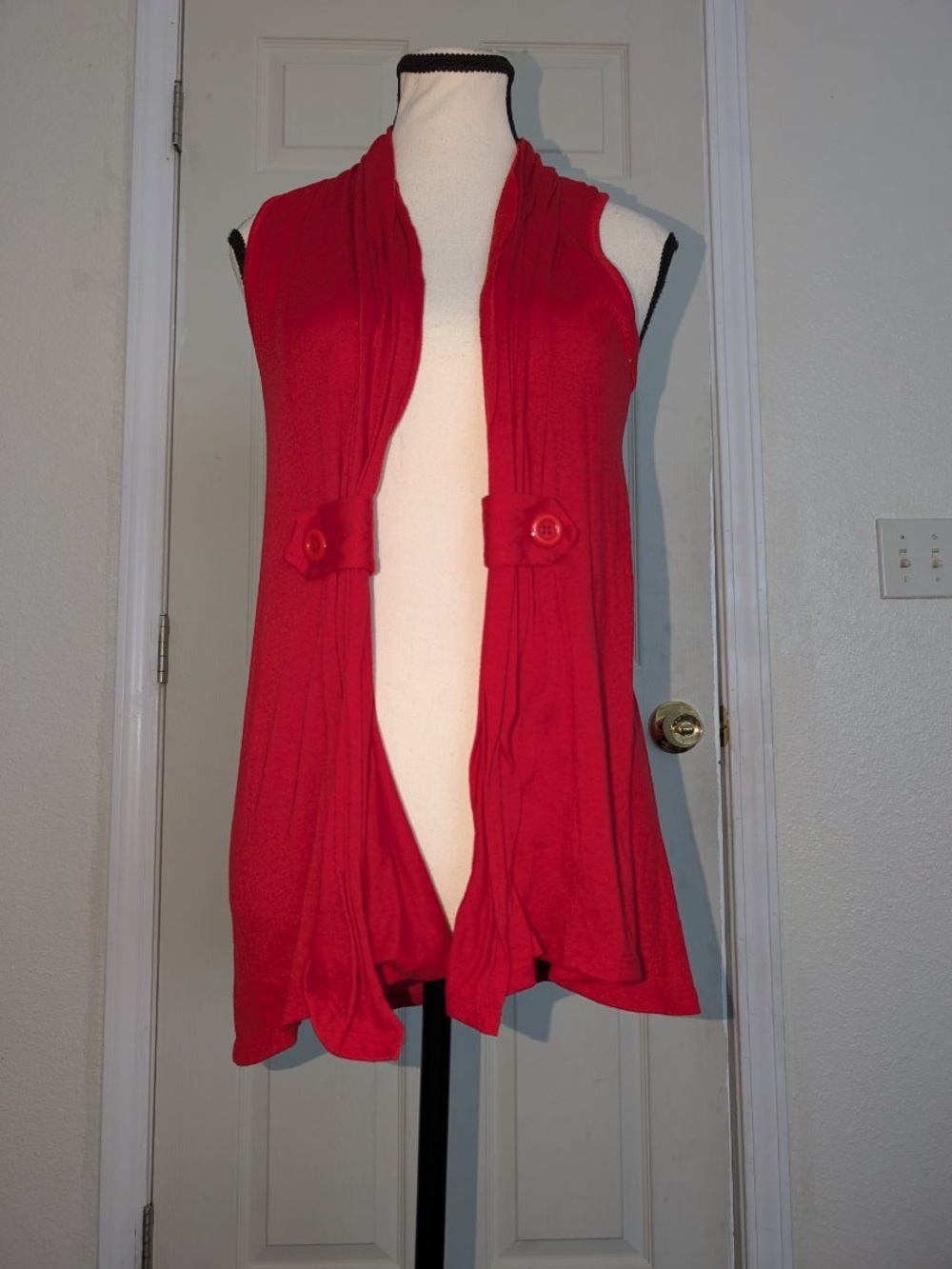 Banana Republic Bright Red Sleeveless Open Cardigan Vest